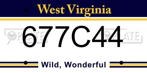 677C44 West Virginia License Plate