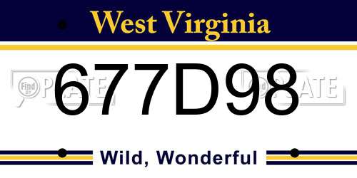 677D98 West Virginia License Plate