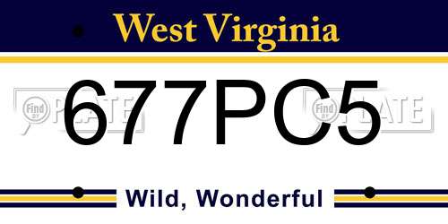 677PC5 West Virginia License Plate