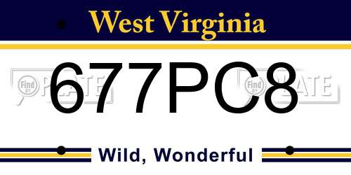 677PC8 West Virginia License Plate