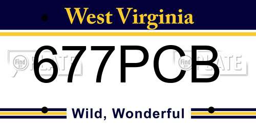 677PCB West Virginia License Plate