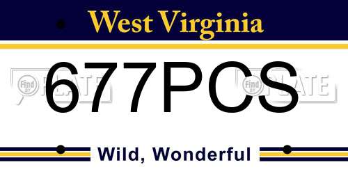 677PCS West Virginia License Plate