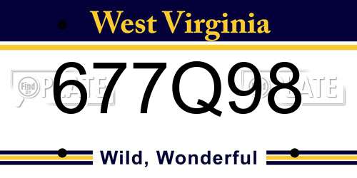 677Q98 West Virginia License Plate