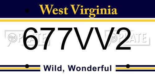 677VV2 West Virginia License Plate