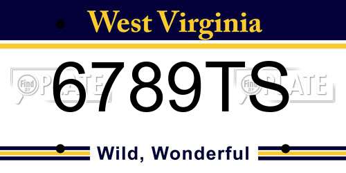 6789TS West Virginia License Plate