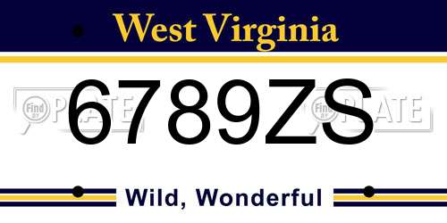 6789ZS West Virginia License Plate