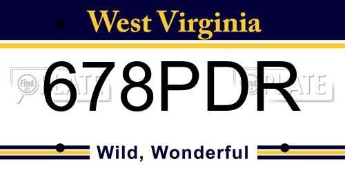 678PDR West Virginia License Plate