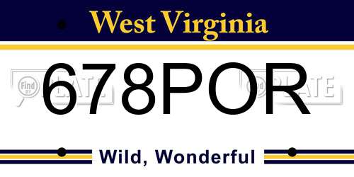 678POR West Virginia License Plate