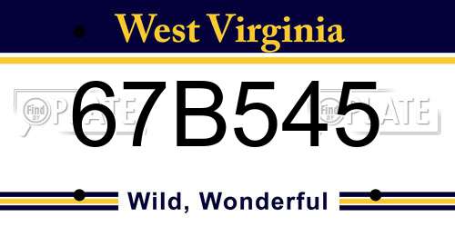 67B545 West Virginia License Plate