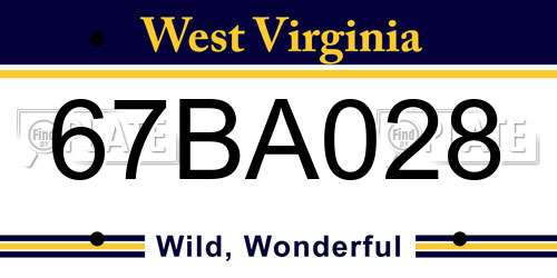 67BA028 West Virginia License Plate