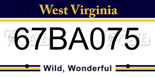67BA075 West Virginia License Plate