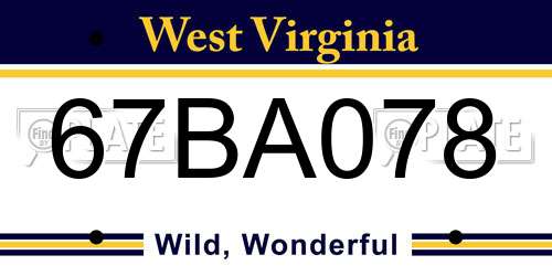 67BA078 West Virginia License Plate