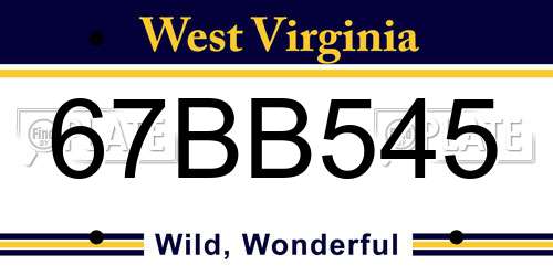 67BB545 West Virginia License Plate