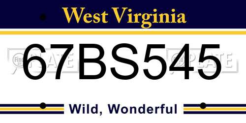 67BS545 West Virginia License Plate