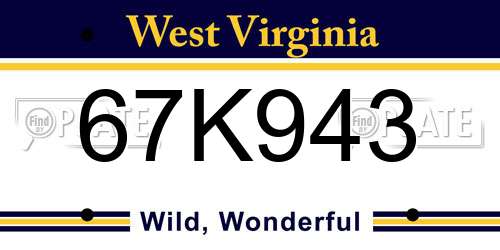 67K943 West Virginia License Plate