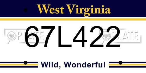 67L422 West Virginia License Plate