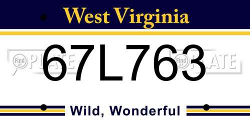 67L763 West Virginia License Plate