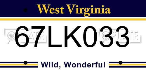 67LK033 West Virginia License Plate