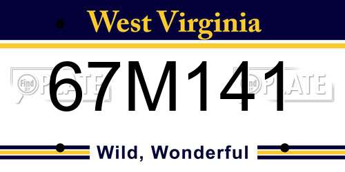 67M141 West Virginia License Plate
