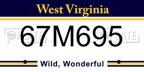67M695 West Virginia License Plate
