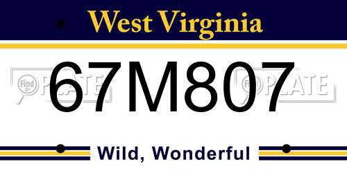 67M807 West Virginia License Plate