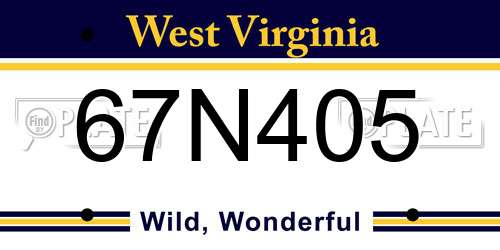 67N405 West Virginia License Plate