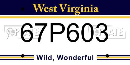 67P603 West Virginia License Plate