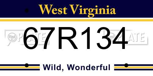 67R134 West Virginia License Plate