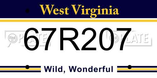 67R207 West Virginia License Plate