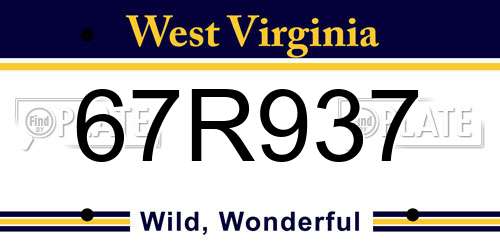 67R937 West Virginia License Plate