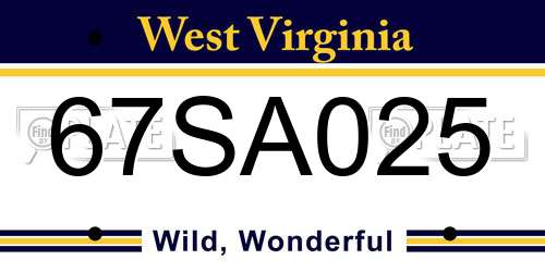 67SA025 West Virginia License Plate
