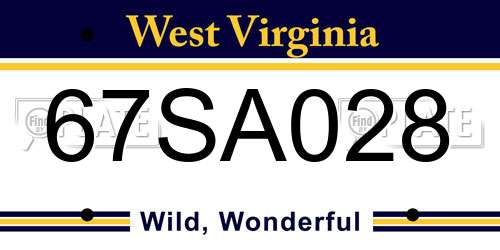67SA028 West Virginia License Plate