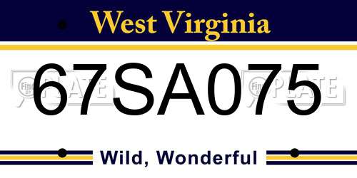 67SA075 West Virginia License Plate