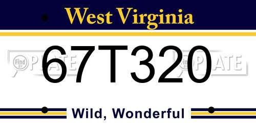 67T320 West Virginia License Plate