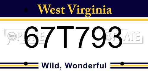 67T793 West Virginia License Plate