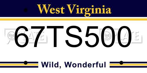 67TS500 West Virginia License Plate