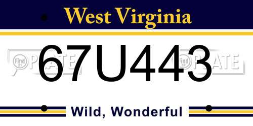 67U443 West Virginia License Plate