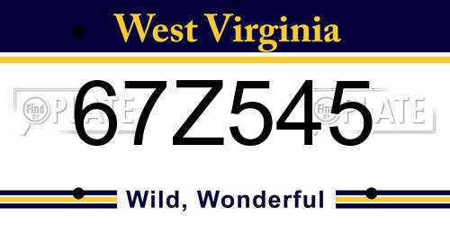 67Z545 West Virginia License Plate