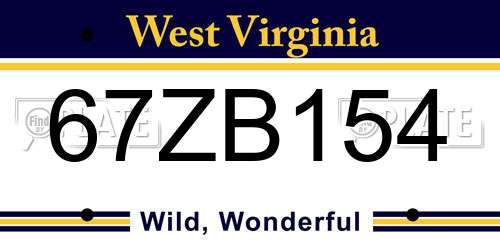 67ZB154 West Virginia License Plate