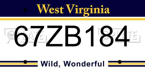 67ZB184 West Virginia License Plate