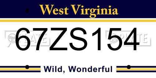 67ZS154 West Virginia License Plate