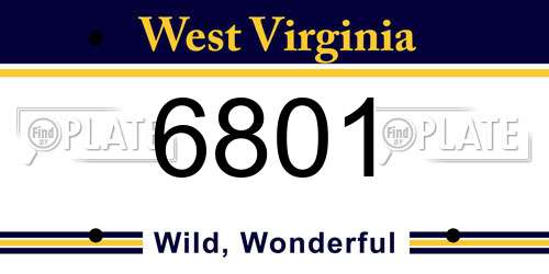 6801 West Virginia License Plate