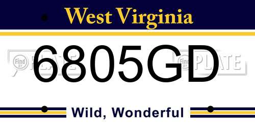 6805GD West Virginia License Plate