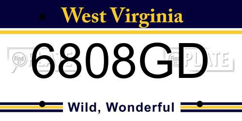 6808GD West Virginia License Plate