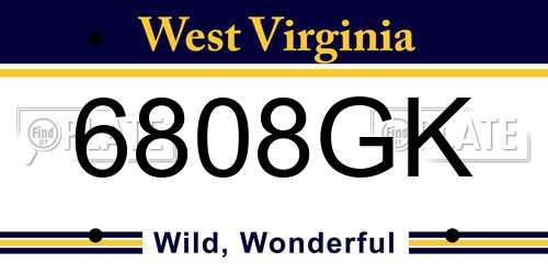6808GK West Virginia License Plate