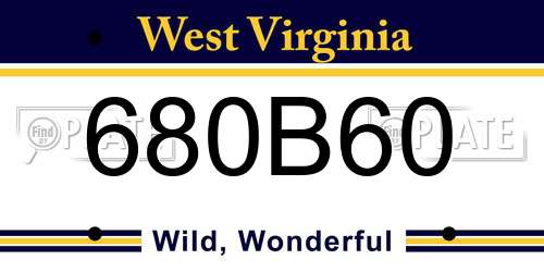 680B60 West Virginia License Plate