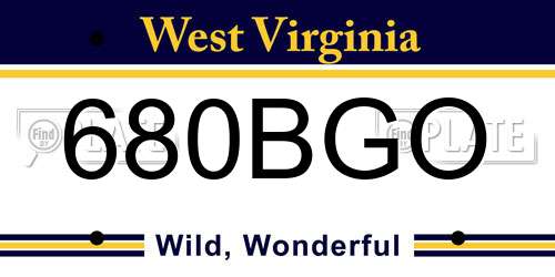 680BGO West Virginia License Plate