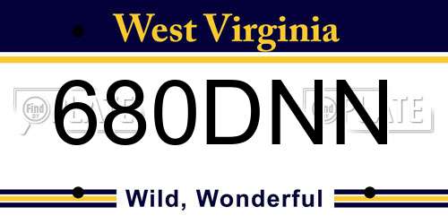 680DNN West Virginia License Plate