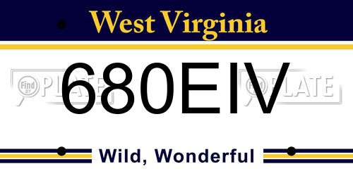 680EIV West Virginia License Plate