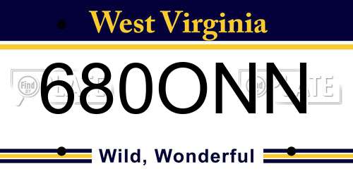 680ONN West Virginia License Plate